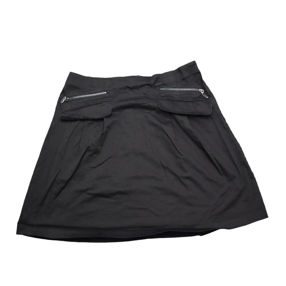 Zoe D Skirt Womens 12 Black Plain Pleated Front Pockets Back Zip A Line